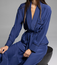 Load image into Gallery viewer, THE ROBE - Mediterranean Blue with Black Piping