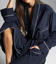 Load image into Gallery viewer, THE ROBE - Navy Blue with White Piping