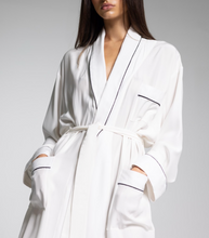 Load image into Gallery viewer, THE ROBE - White with Black Piping