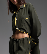 Load image into Gallery viewer, THE LEISUREWEAR SET - Deep Green with Yellow Piping