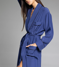 Load image into Gallery viewer, THE ROBE - Mediterranean Blue with Black Piping
