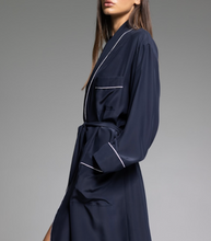 Load image into Gallery viewer, THE ROBE - Navy Blue with White Piping
