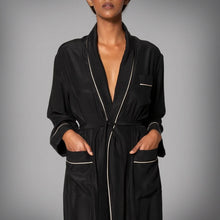 Load image into Gallery viewer, THE ROBE - Black with Crème Piping
