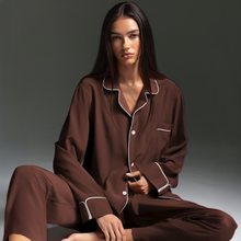 Load image into Gallery viewer, THE LEISUREWEAR SET - Brown with White Piping

