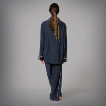 Load image into Gallery viewer, THE LEISUREWEAR SET - Navy Blue with White Piping
