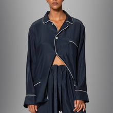 Load image into Gallery viewer, THE LEISUREWEAR SET - Navy Blue with White Piping
