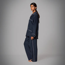Load image into Gallery viewer, THE LEISUREWEAR SET - Navy Blue with White Piping
