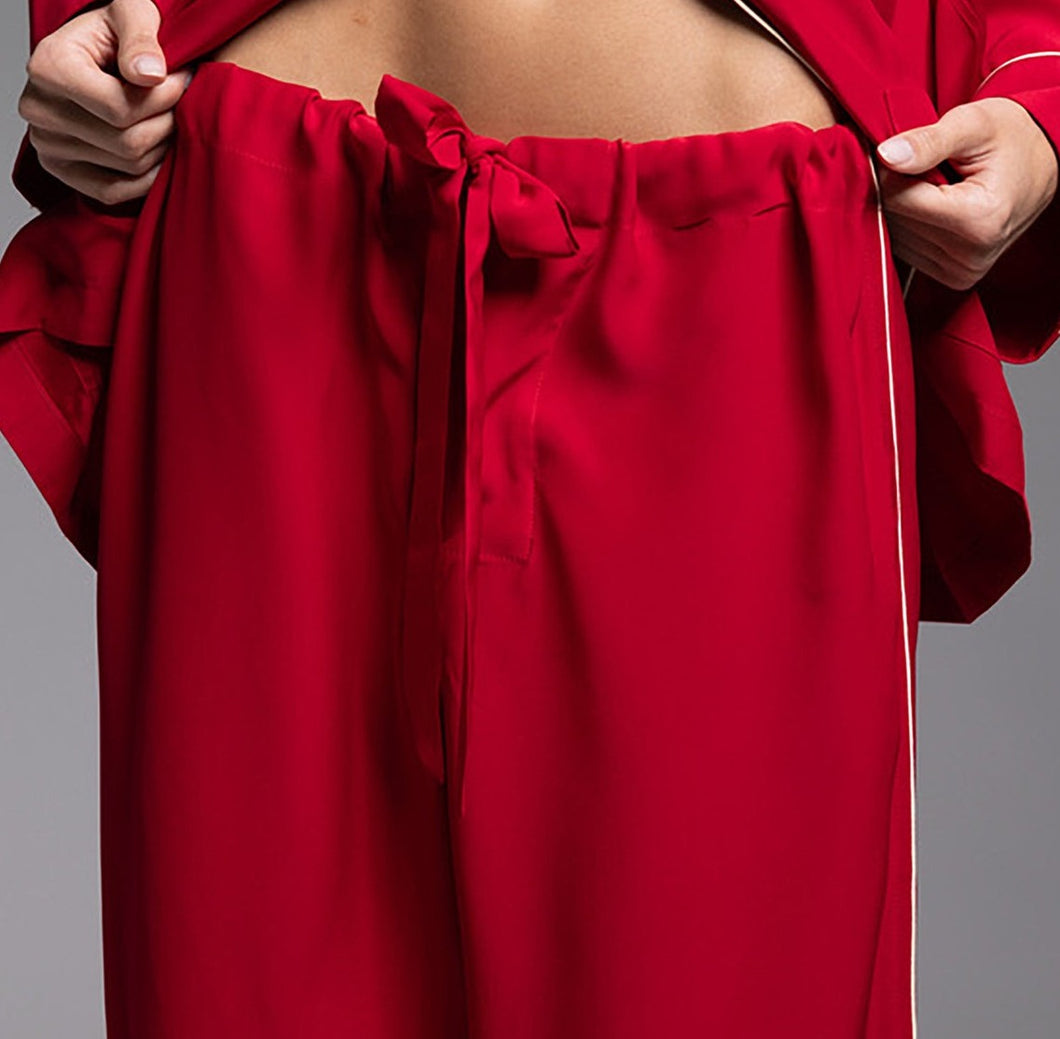 THE PANT - Red with White Piping