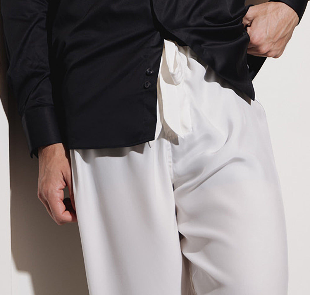 THE PANT - White with Black Piping